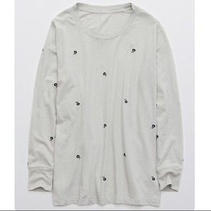 Aerie Long Sleeve Oversized Crewneck T-Shirt